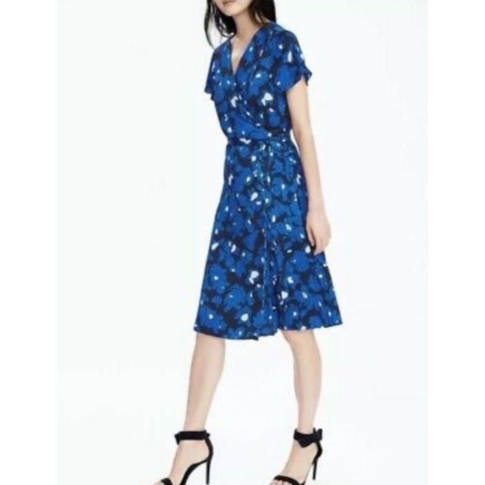 Blue print wrap dress